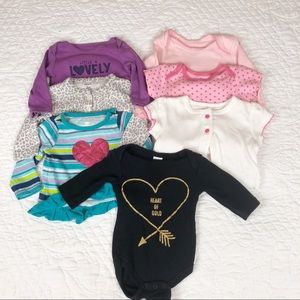 3M & 3-6M - 7 baby girl bodysuits, onesies, tops